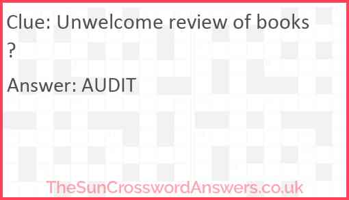 Unwelcome review of books? Answer
