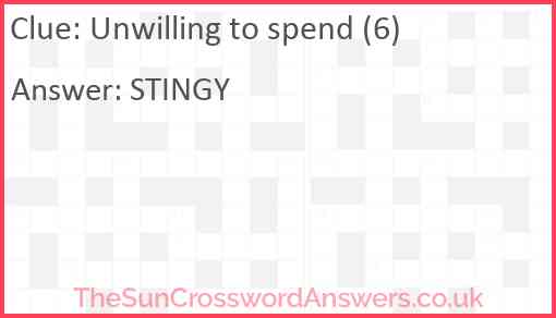 Unwilling to spend (6) Answer