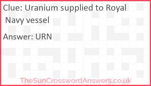 Uranium supplied to Royal Navy vessel Answer