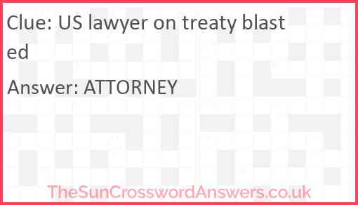 US lawyer on treaty blasted Answer