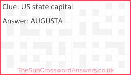 US state capital crossword clue TheSunCrosswordAnswers co uk