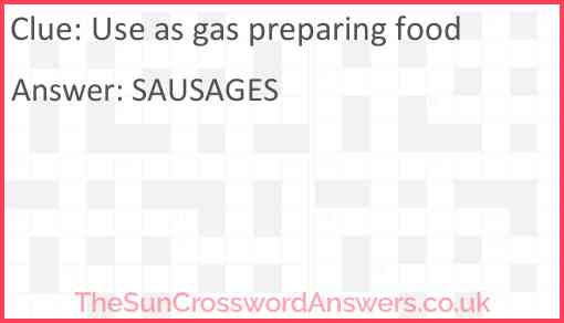 Use as gas preparing food Answer