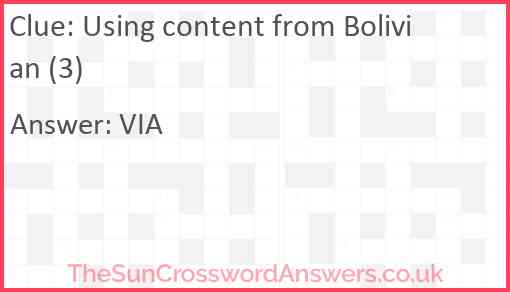 Using content from Bolivian (3) Answer