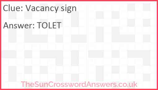 Vacancy sign Answer