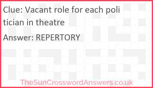 Vacant role for each politician in theatre Answer