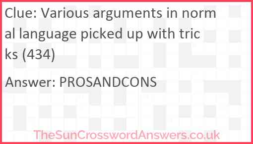Various arguments in normal language picked up with tricks (434) Answer