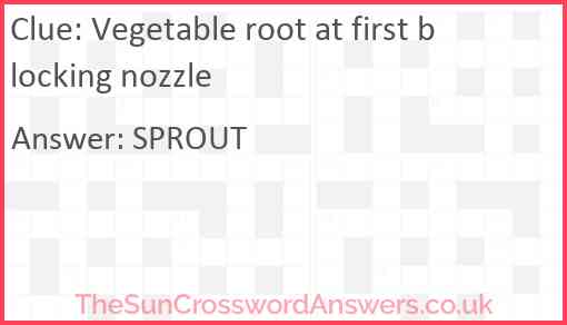 Vegetable root at first blocking nozzle Answer