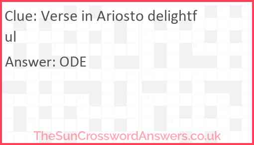 Verse in Ariosto delightful Answer