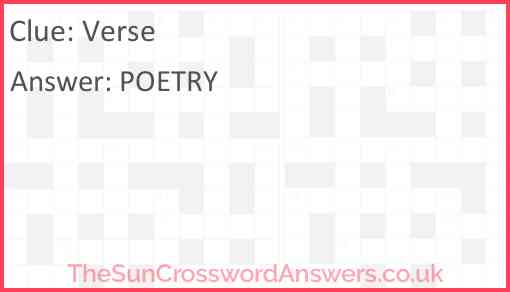 Verse crossword clue TheSunCrosswordAnswers co uk
