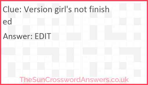 Version girl's not finished Answer