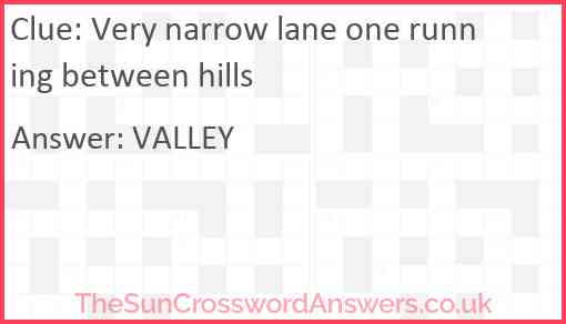 Very narrow lane one running between hills Answer