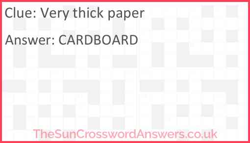 Very thick paper Answer
