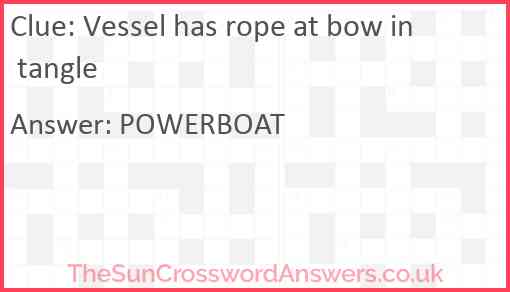 Vessel has rope at bow in tangle Answer