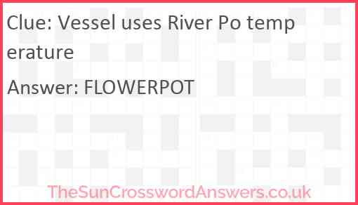 Vessel uses River Po temperature Answer