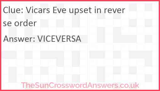 Vicars Eve upset in reverse order Answer