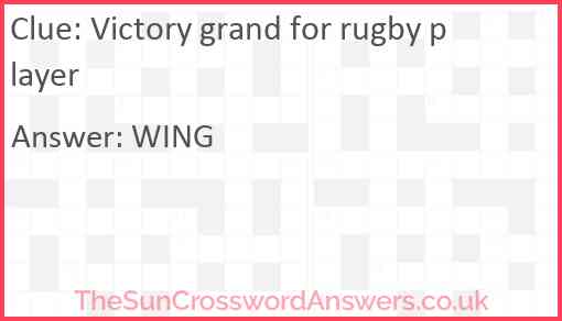 Victory grand for rugby player Answer