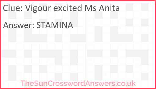 Vigour excited Ms Anita Answer