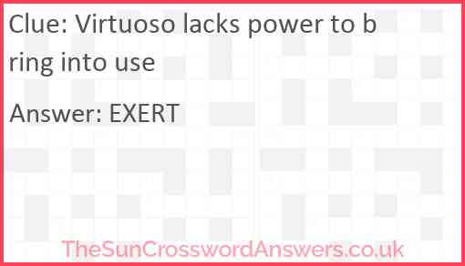 Virtuoso lacks power to bring into use Answer