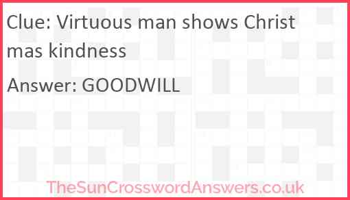Virtuous man shows Christmas kindness Answer