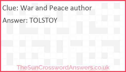 War and Peace author Answer