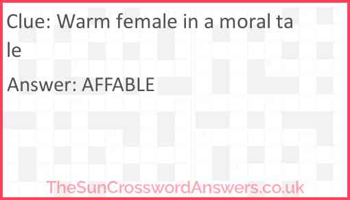 Warm female in a moral tale Answer