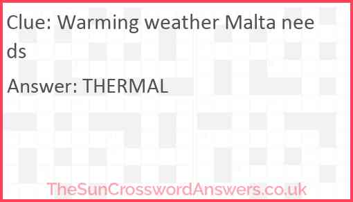 Warming weather Malta needs Answer