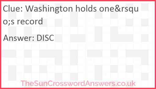 Washington holds one&rsquo;s record Answer