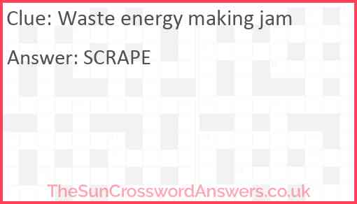 Waste energy making jam Answer