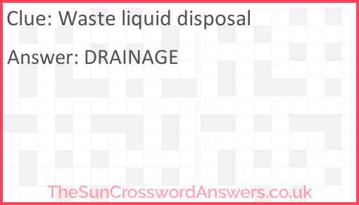 Waste liquid disposal Answer