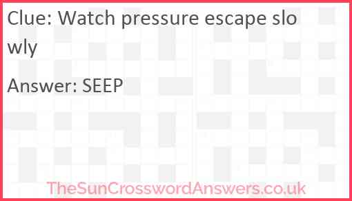 Watch pressure escape slowly Answer