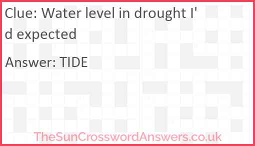Water level in drought I'd expected Answer
