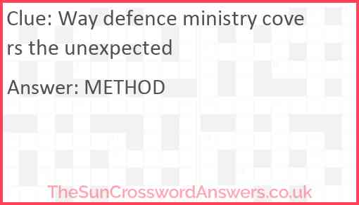 Way defence ministry covers the unexpected Answer