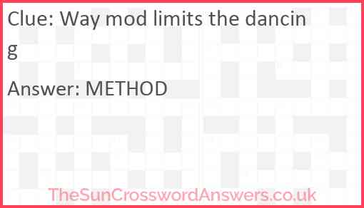 Way mod limits the dancing Answer