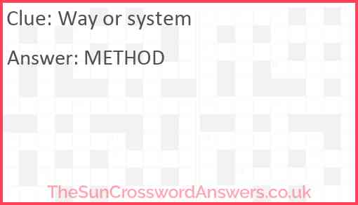 Way or system Answer