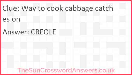 Way to cook cabbage catches on Answer