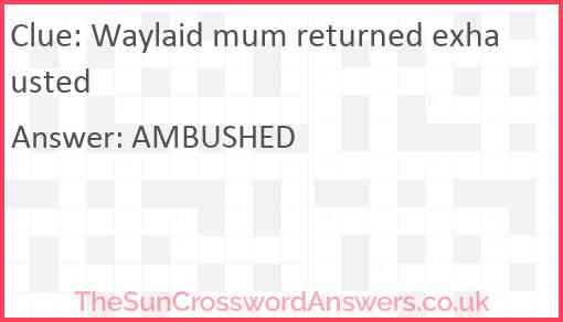 Waylaid mum returned exhausted Answer