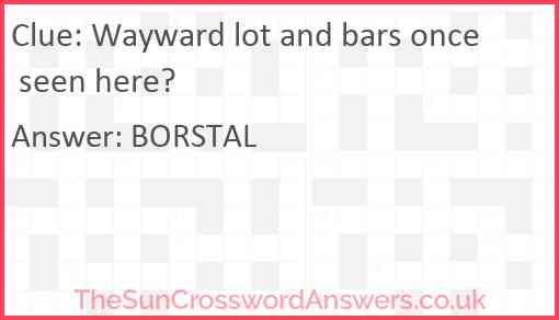 Wayward lot and bars once seen here? Answer