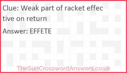 Weak part of racket effective on return Answer