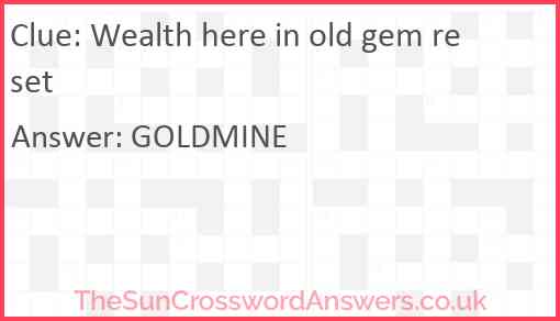 Wealth here in old gem reset Answer