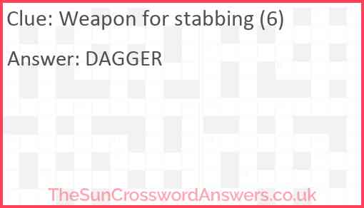 Weapon for stabbing (6) Answer