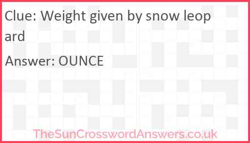 Weight given by snow leopard Answer