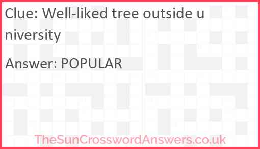 Well-liked tree outside university Answer
