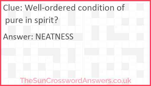 Well-ordered condition of pure in spirit? Answer