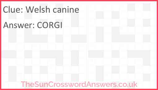 Welsh canine crossword clue TheSunCrosswordAnswers co uk