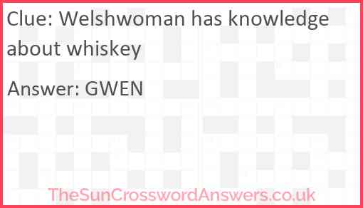 Welshwoman has knowledge about whiskey Answer