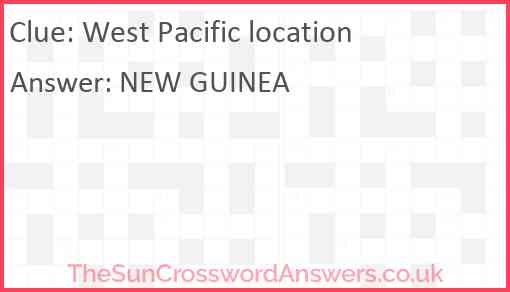 West Pacific location Answer