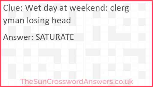 Wet day at weekend: clergyman losing head Answer