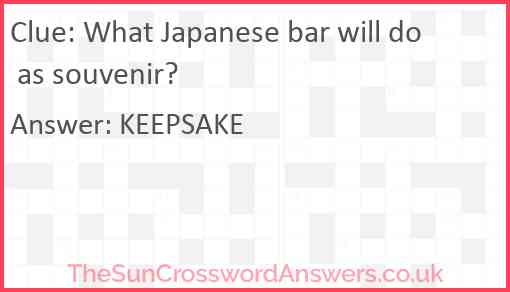 What Japanese bar will do as souvenir? Answer