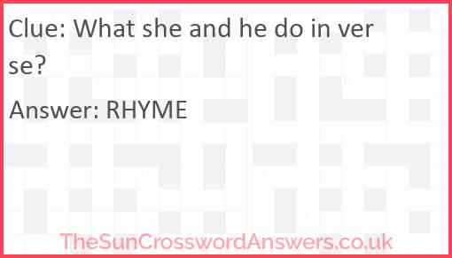 What she and he do in verse? Answer