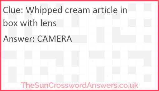 Whipped cream article in box with lens Answer